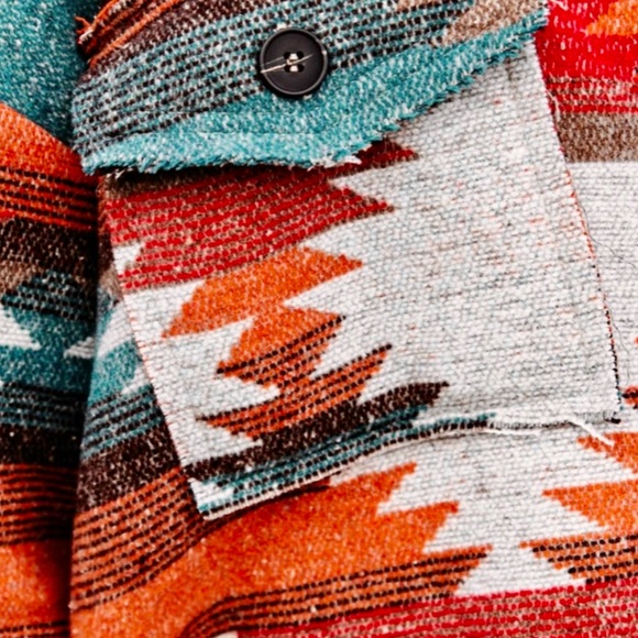 Aztec Yellowstone Distressed Shacket - Picture 3 of 3